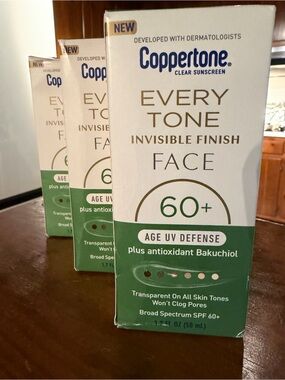 1 NEW Coppertone Every Tone Invisible Finish Face SPF 60+